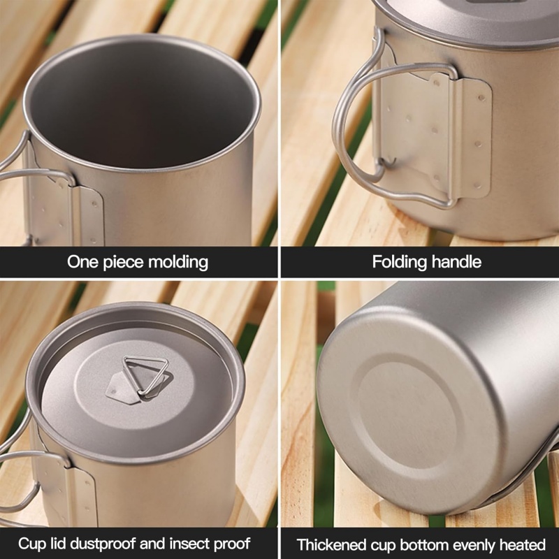 Titanium Camping Mug with Fold - Camping Cooking Cup recension och pris