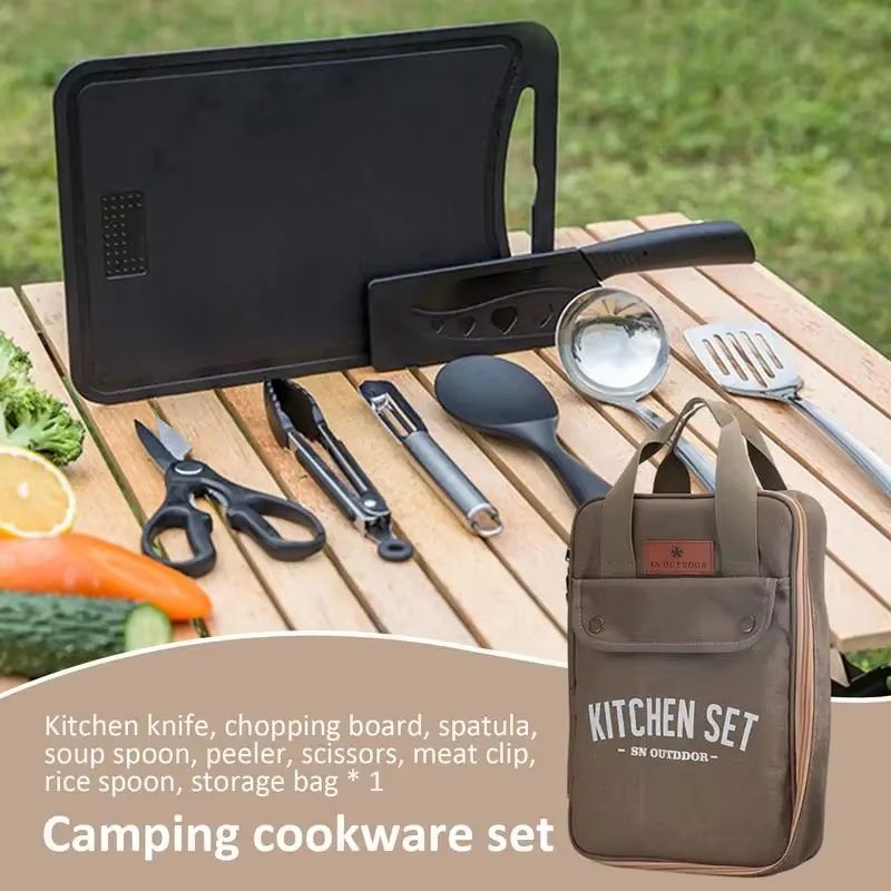8pcs Camping Kitchen Cookware  - Camping Cooking Full Set recension och pris