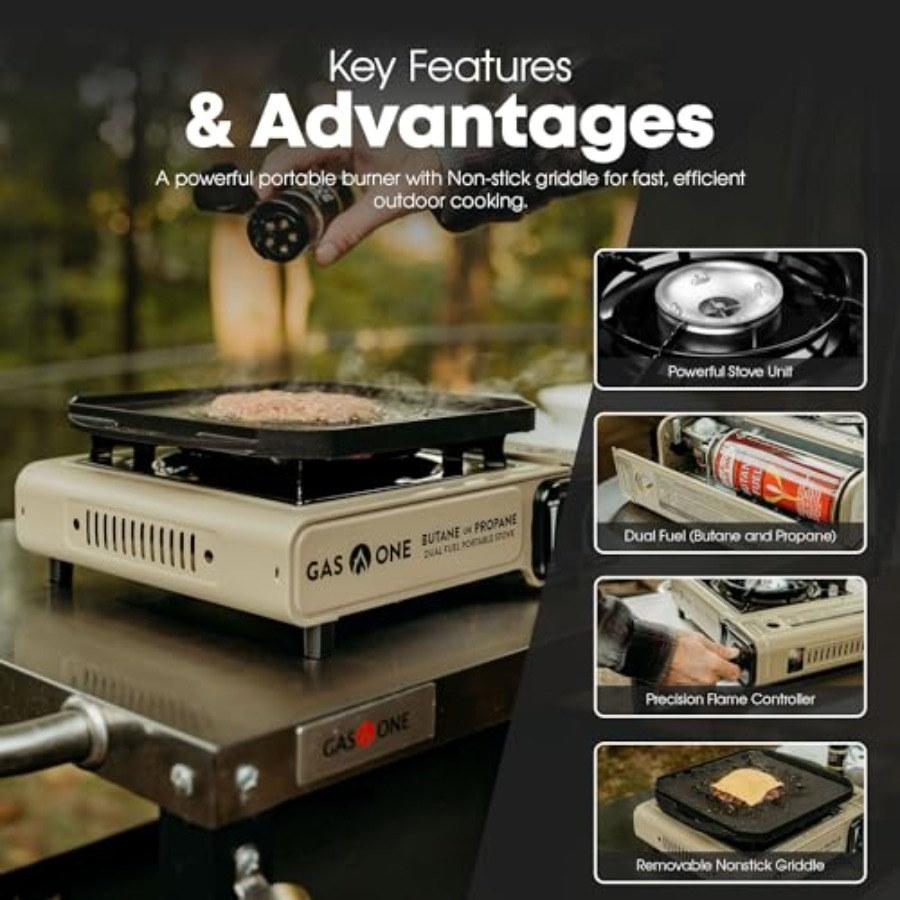 GasOne GS-3400P-KIT Propane or - Camping Cooking Flat Top recension och pris