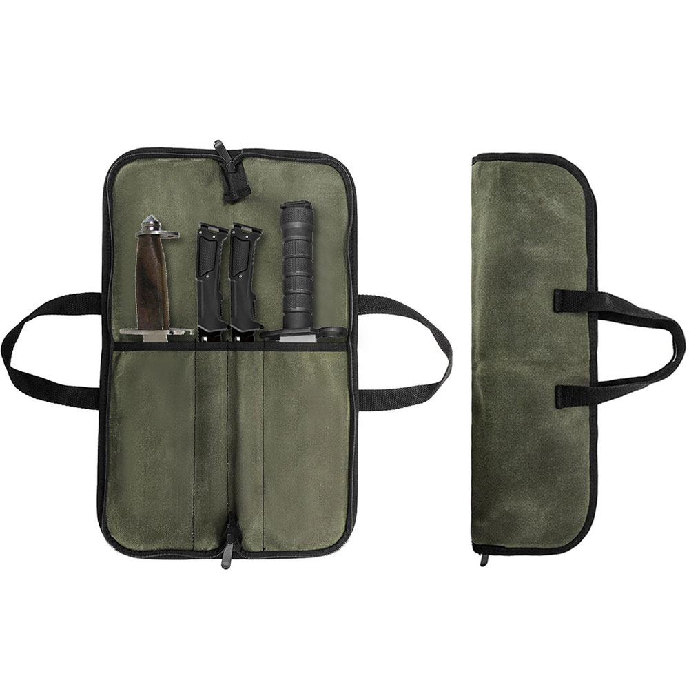 Waxed Canvas Knife Roll Bag Mu - Camping Cooking Knife recension och pris