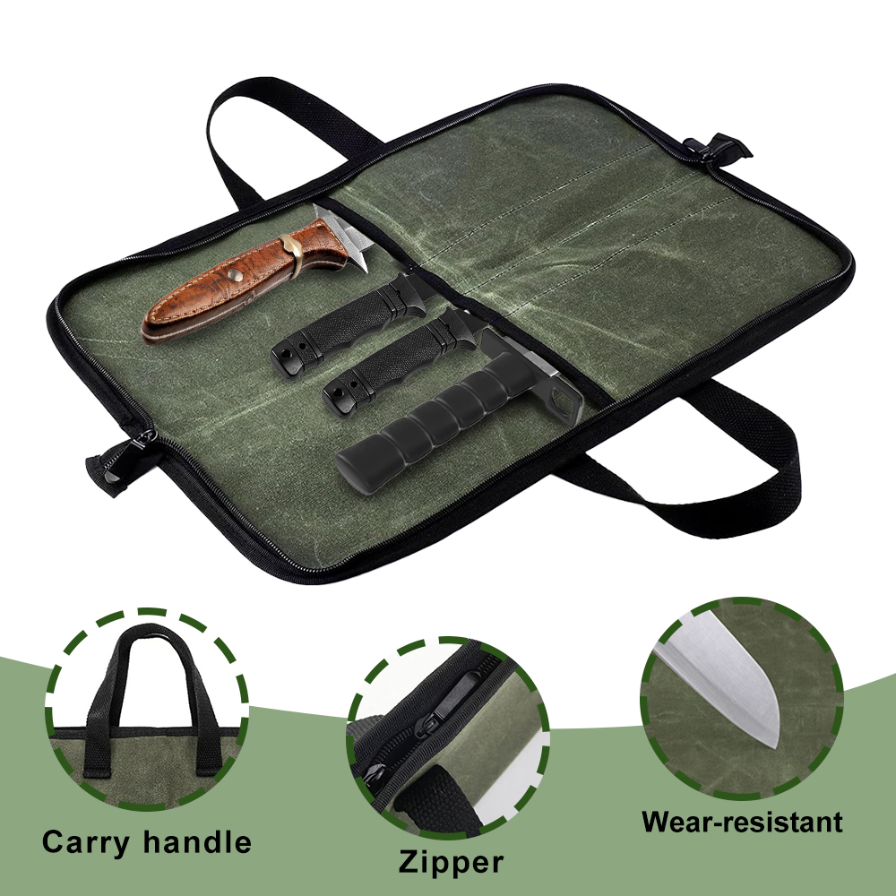 Waxed Canvas Knife Roll Bag Mu - Camping Cooking Knife recension och pris