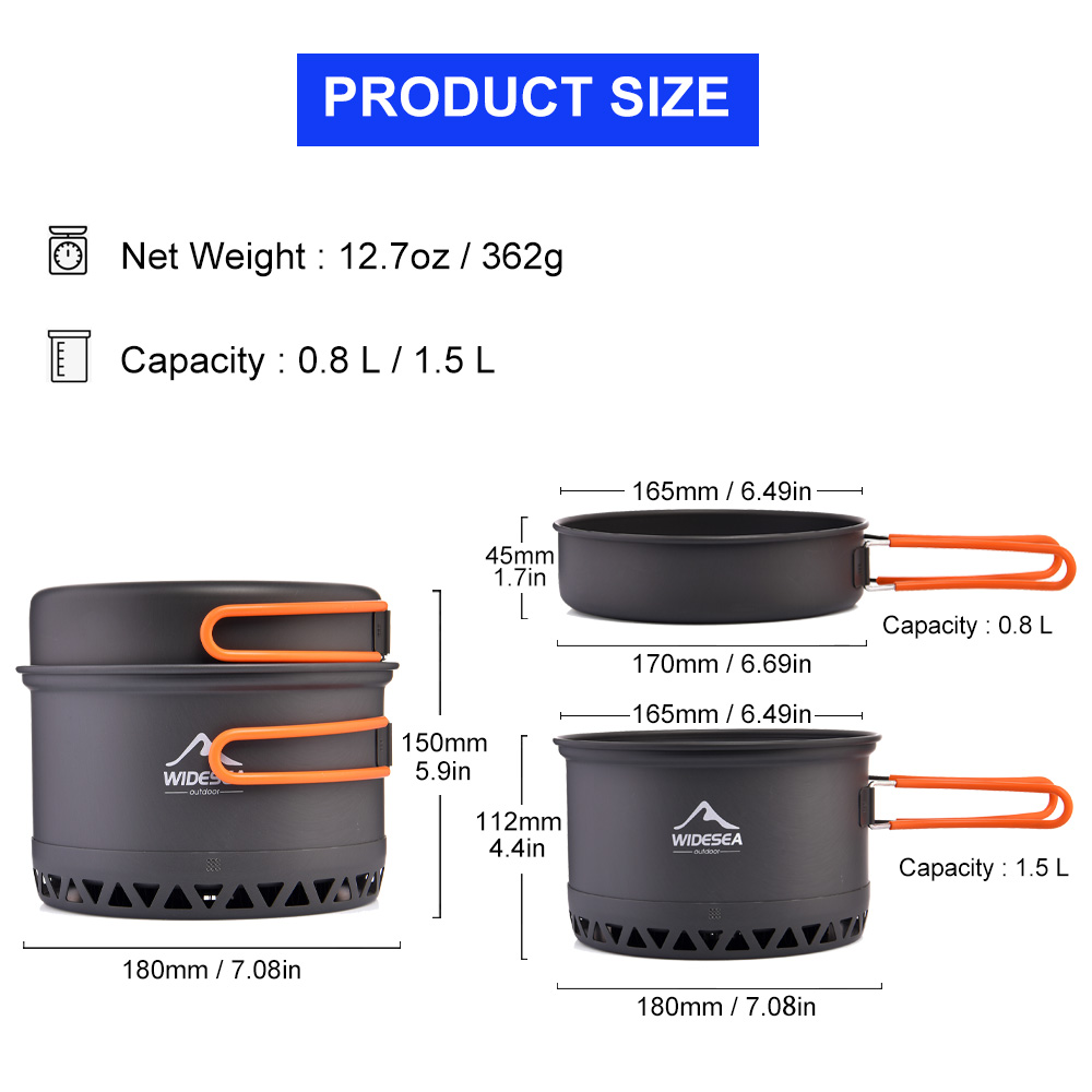 Widesea Camping Pot 1.3L 2.3L  - Camping Cooking Bundle recension och pris
