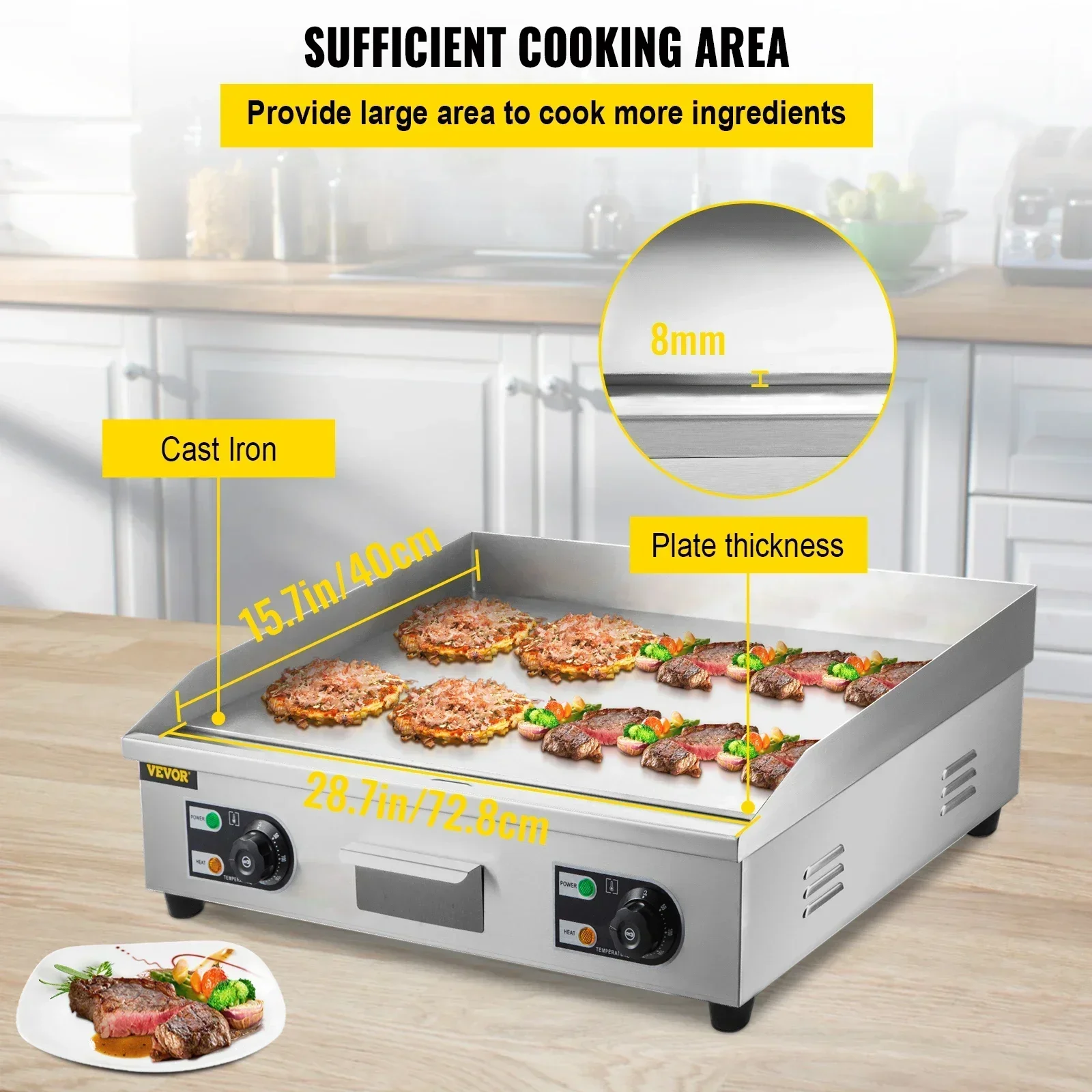 Electric Countertop Griddle wi - Camping Cooking Flat Top recension och pris