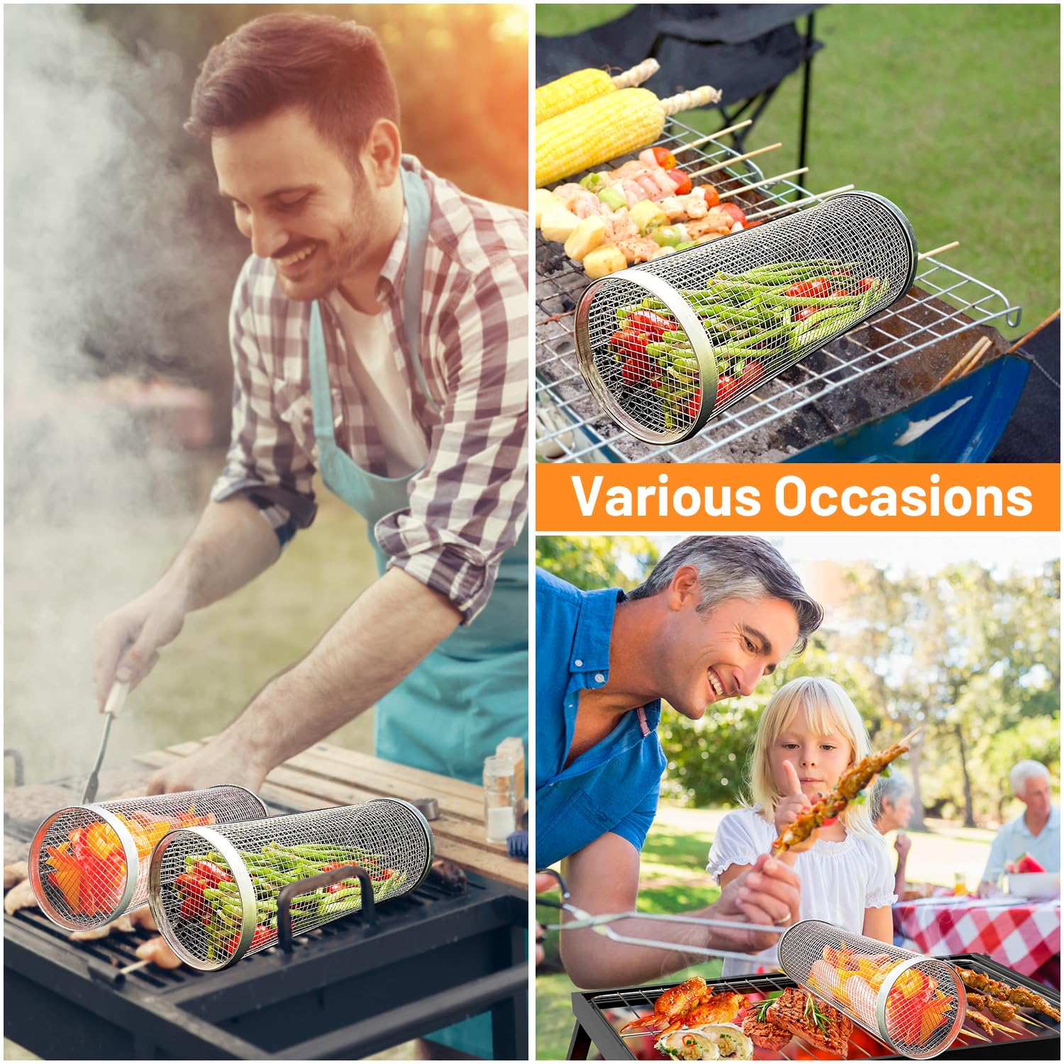 2 Pieces Rolling Grilling Bask - Camping Cooking Full Set recension och pris