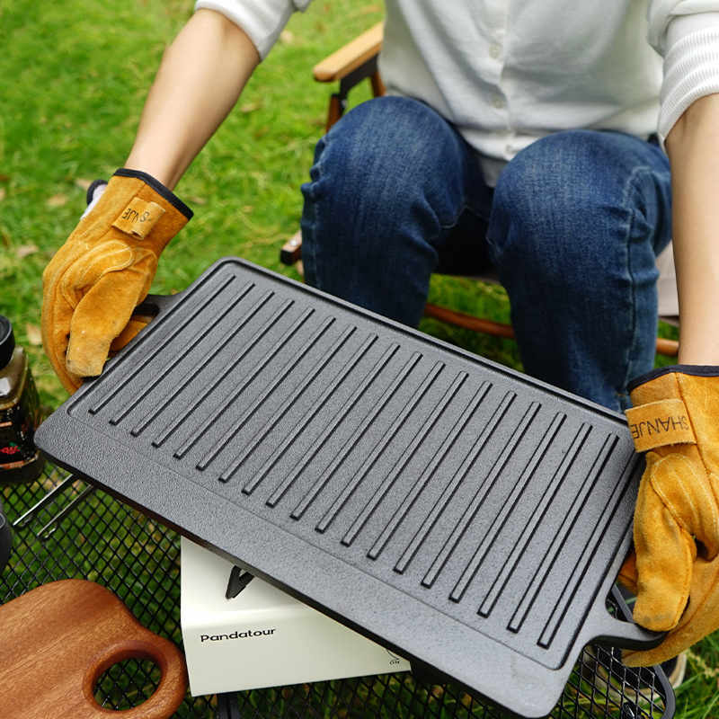 Double Sided Cast Iron Grill P - Camping Cooking Flat Top recension och pris