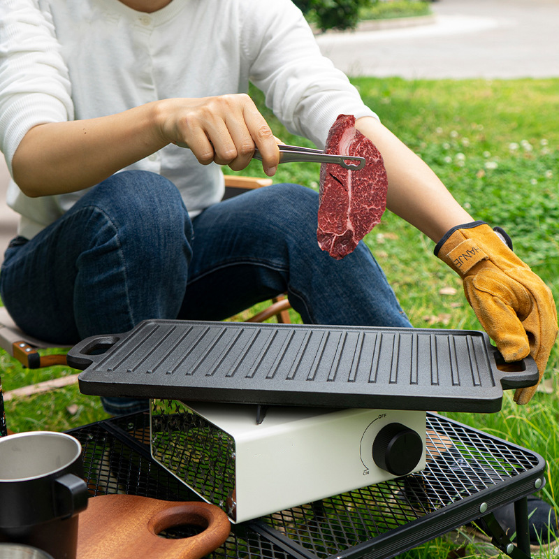 Double Sided Cast Iron Grill P - Camping Cooking Flat Top recension och pris