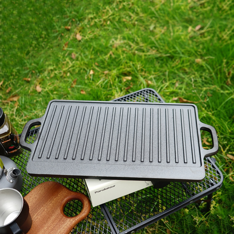 Double Sided Cast Iron Grill P - Camping Cooking Flat Top recension och pris
