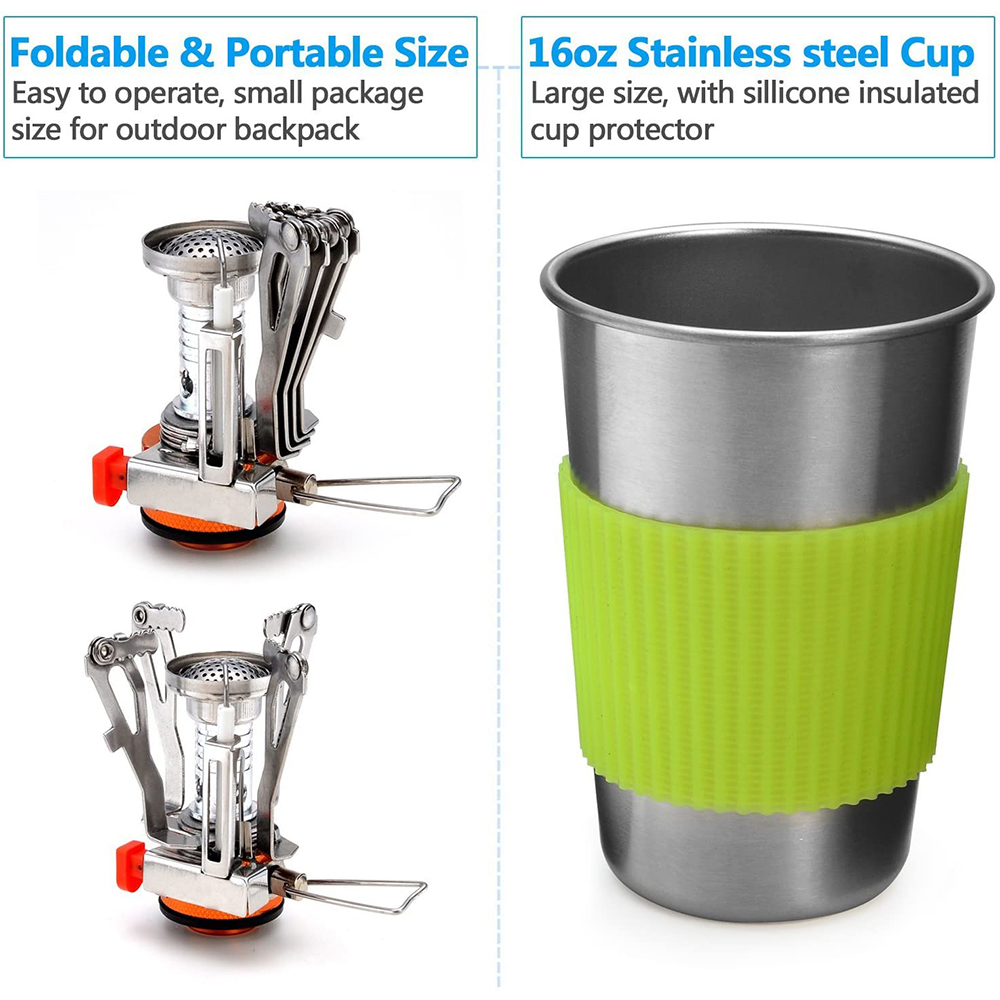 Camping Cookware Kit with Stov - Camping Cooking Mesh recension och pris